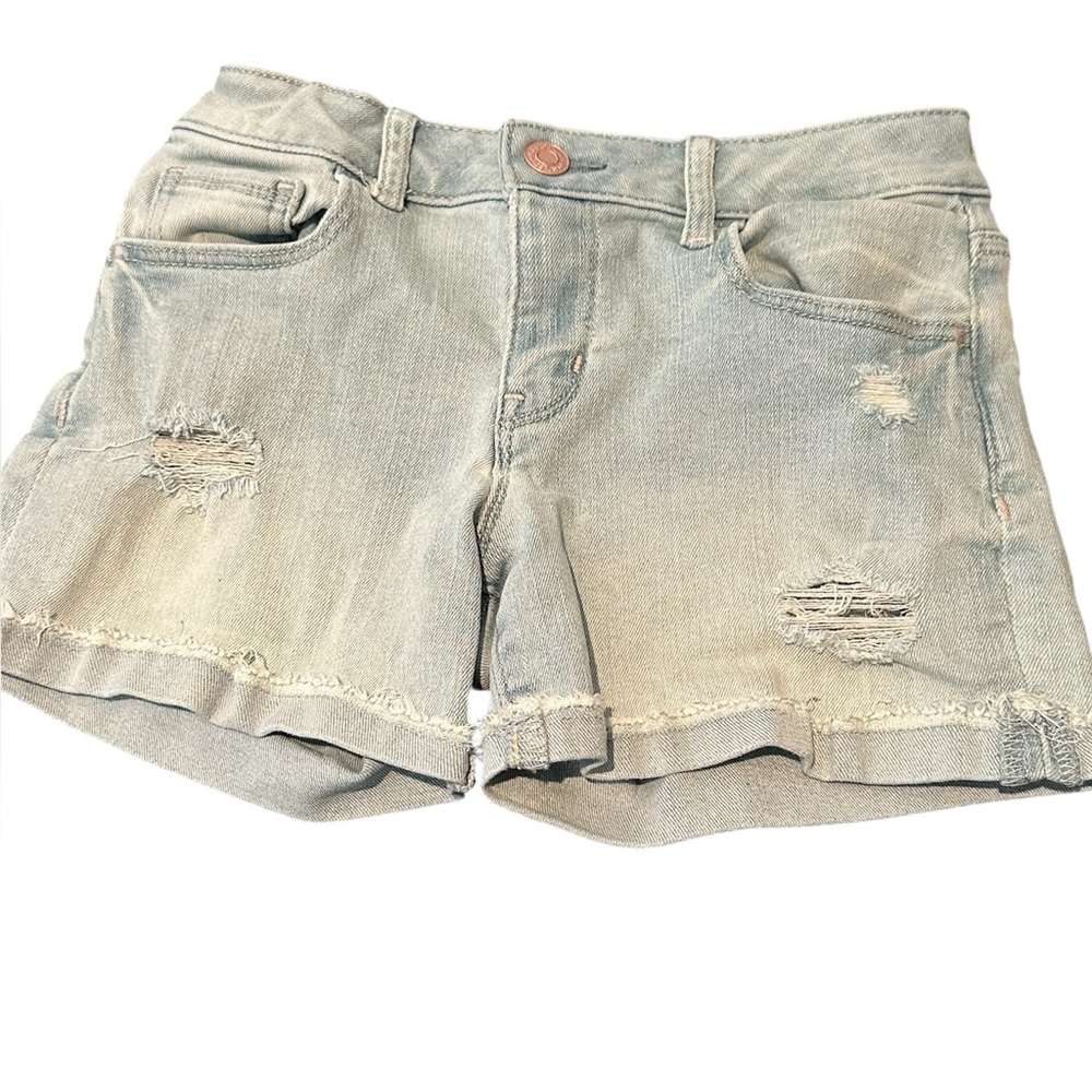 Gap Girls Midi distressed light Denim Shorts